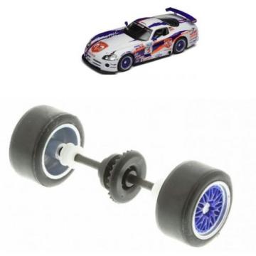 Scalextric W9720 Rear Axle Wheels Bearings Gear &amp; Tyres For Dodge Viper C2907